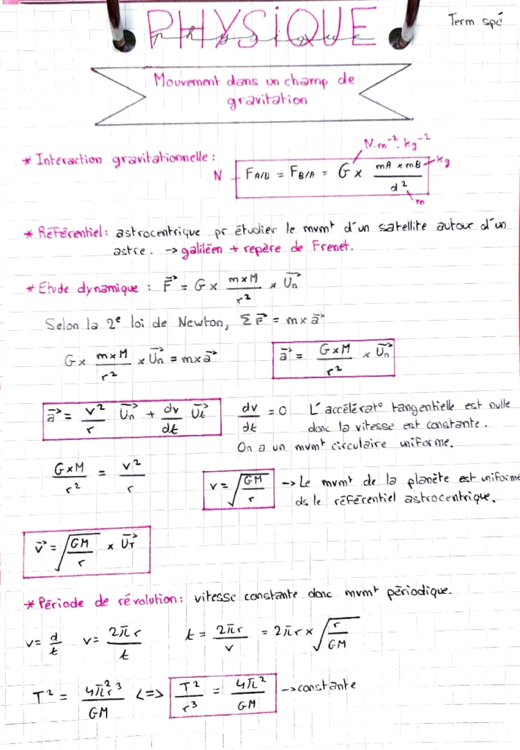 Force Gravitationnelle Terre et Mouvement dans un Champ Uniforme