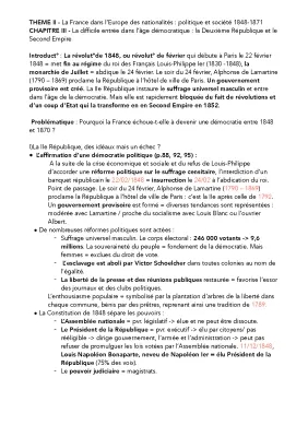 Fiche de Révision : La Deuxième République et le Second Empire - Transformations et Dates Clés