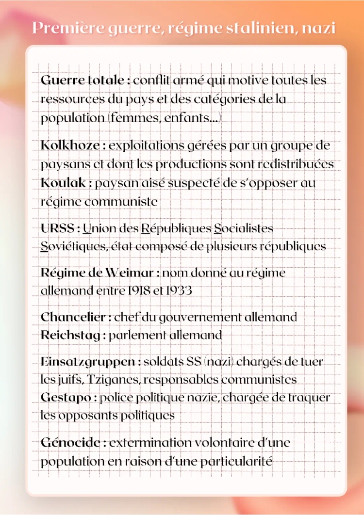 Définition Guerres Mondiales, Régime stalinien et nazi, Régime de Vichy