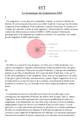 Cours sur la dynamique des populations avec exercices et définitions en PDF