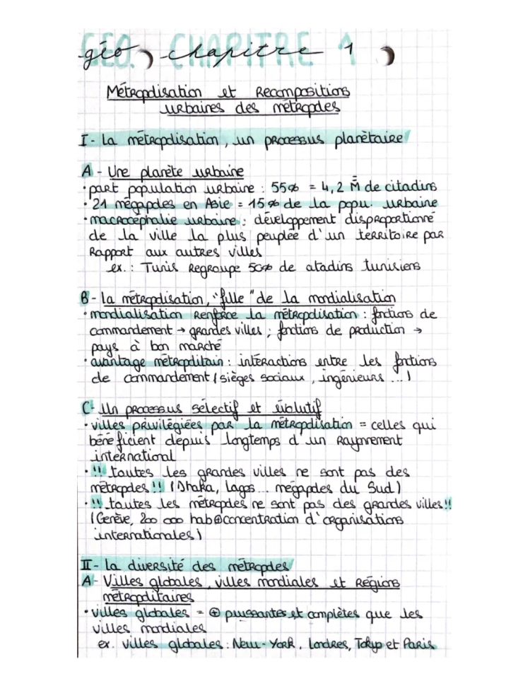 Métropolisation et recompositions urbaines des métropoles 