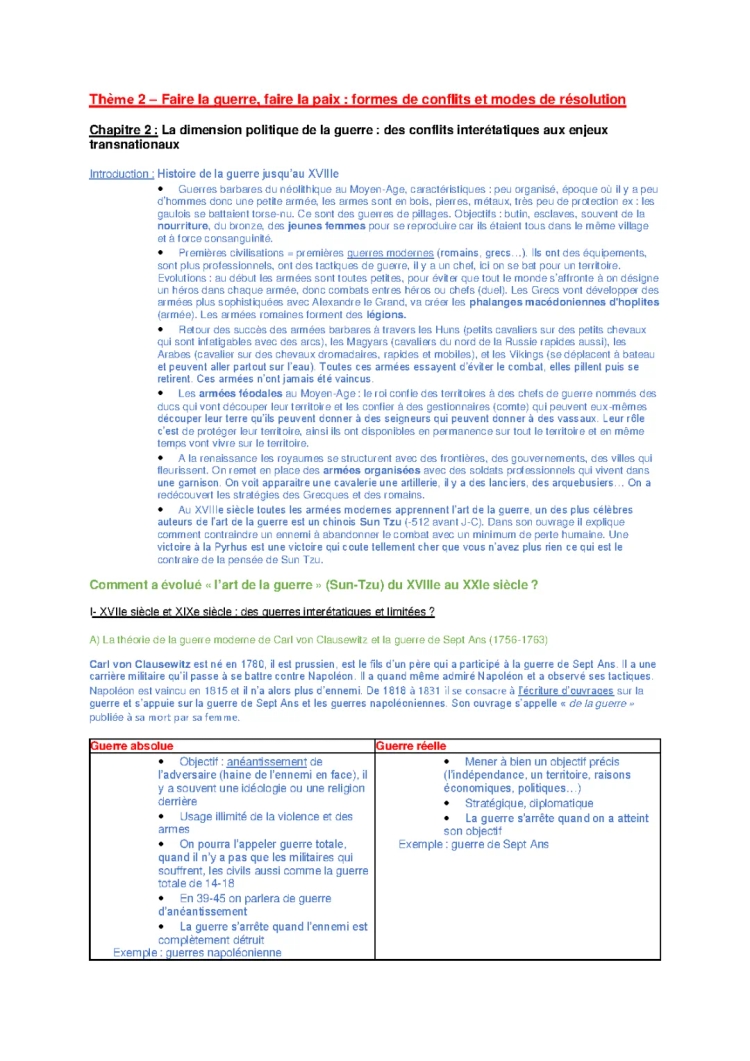 Faire la guerre, faire la paix HGGSP : Fiche de révision, AXE 1 et 2, Quiz et PDF