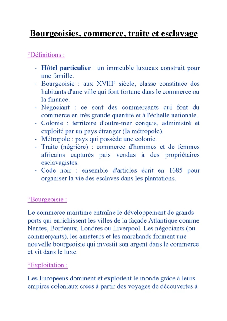 Les grands ports français et la traite négrière au 18ème siècle