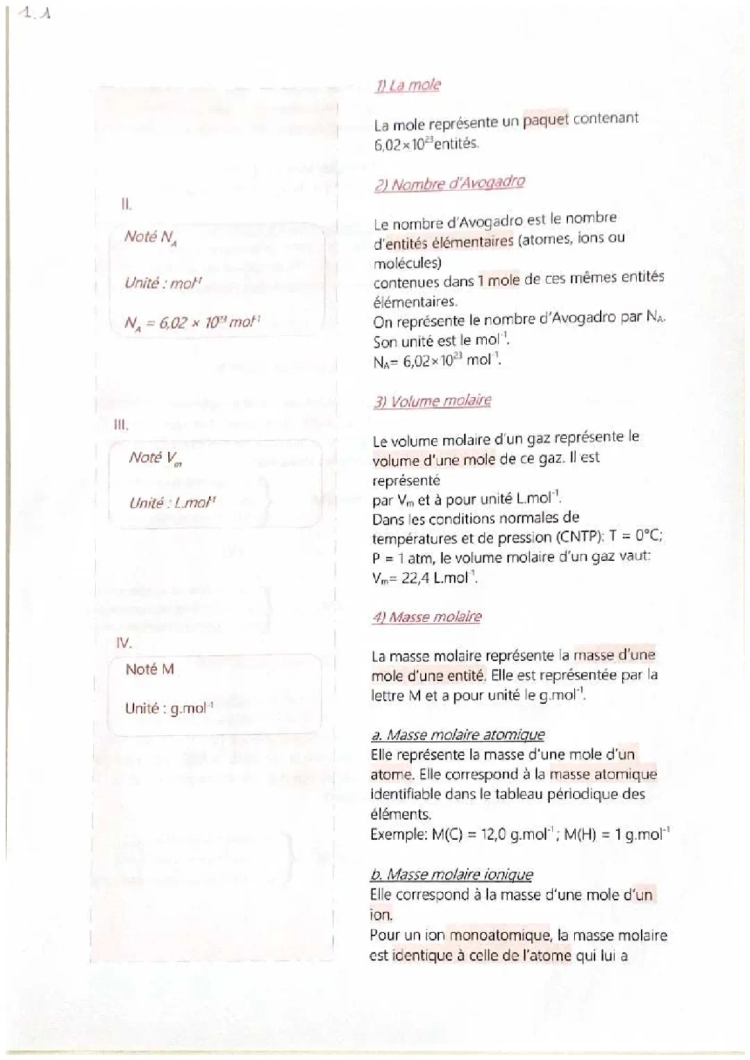 La mole spé physique chimie 