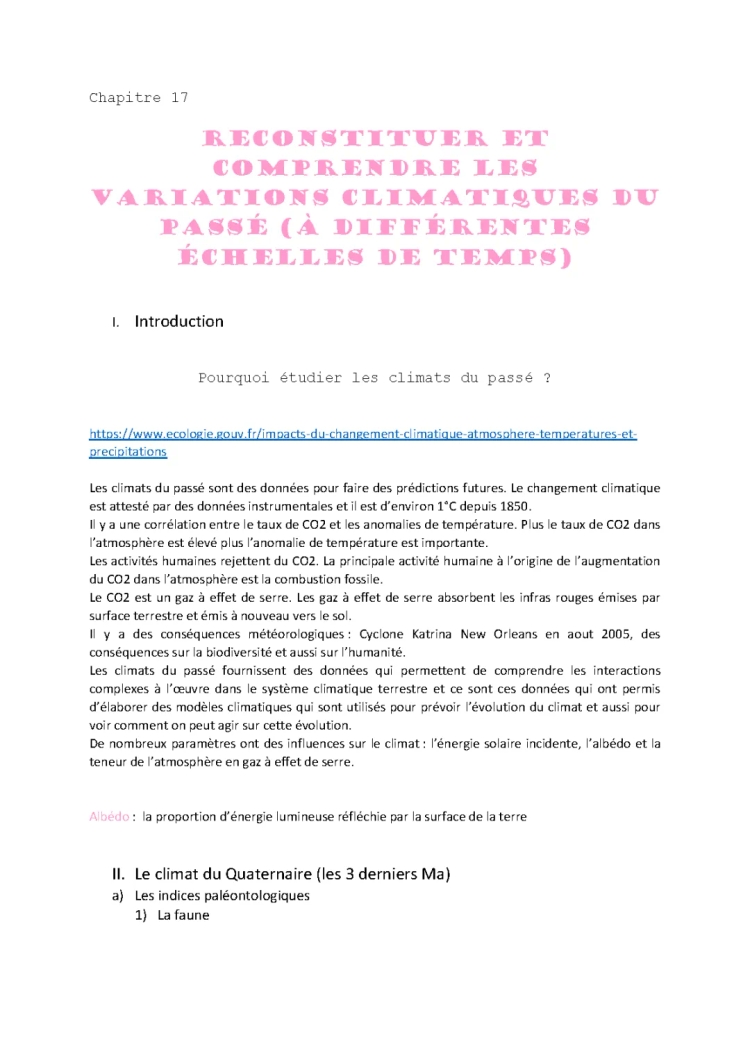 reconstituer et comprendre les variations climatiques du passé (à différentes échelles de temps)