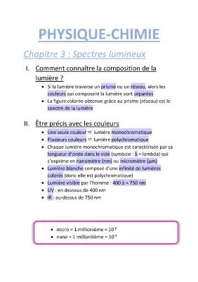 Découvre le Spectre Lumineux : Exercices, Cours et Fiches pour Seconde