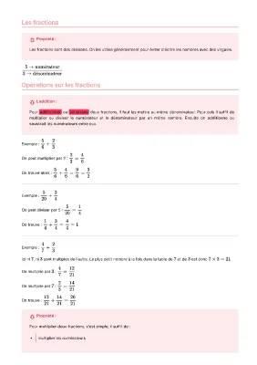 Comment additionner et soustraire des fractions - Exercices et exemples pour simplifier et diviser