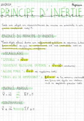 Principe d'inertie seconde - Exemples, Formules, et Exercices corrigés PDF