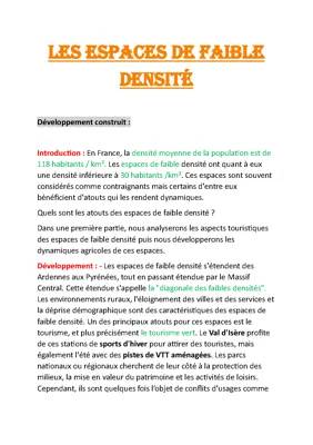 Les espaces de faible densité en France 3ème et leurs atouts