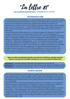 Analyse linéaire Les Liaisons dangereuses lettre 81 - Texte et Résumé