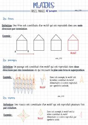 Frises et Pavages en Maths: Exercices PDF, Frise Primaire et Collège, Pavage 4ème et 5ème