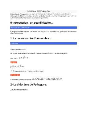 Cours Théorème de Pythagore 4ème PDF - Exercices Corrigés et Démonstrations