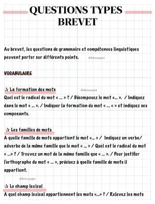 Quiz et Exercice Brevet Français et Maths: Fiches de Révision et Corrigés PDF