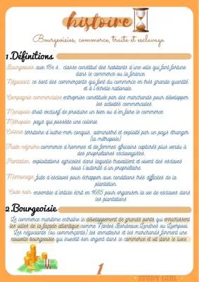 La bourgeoisie et le commerce au 18ème siècle : définition et schéma du commerce triangulaire