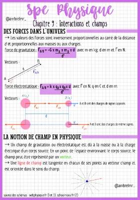 Exercices corrigés sur les interactions et les champs en première