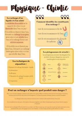 Séparation des Mélanges et Pictogrammes de Sécurité pour la 6ème - PDF à Télécharger