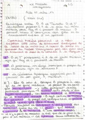 Découverte de la scène 14 de l'Acte III du Malade Imaginaire : Toinette et B convainquent A de devenir médecin