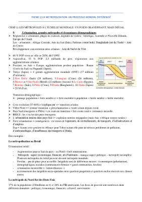 Découvre la Métropolisation et Urbanisation du Monde