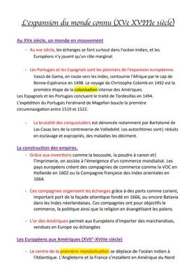 Les Grandes Découvertes et le Commerce au 15ème et 16ème Siècle