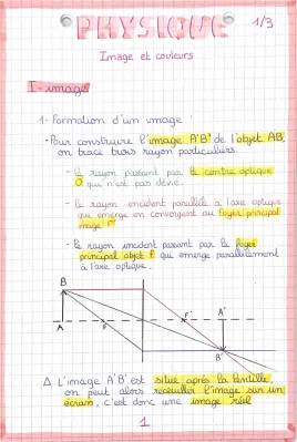 Formation et Caractéristiques des Images et Couleurs - Lentilles et Synthèses