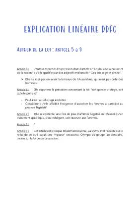 Analyse linéaire Préambule et Articles DDFC - Olympe de Gouges PDF