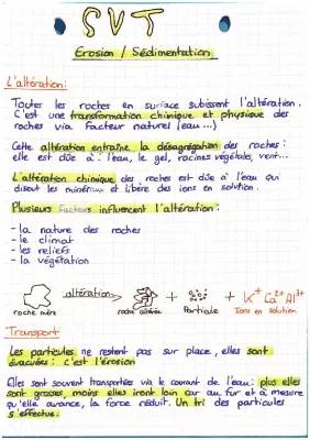 Cours PDF sur l'altération des roches et la formation des roches sédimentaires