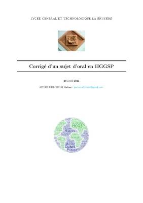 Sujet HGGSP Terminale et Première Corrigés 2021-2023 PDF