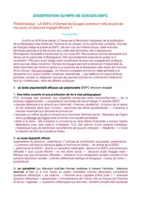 Découvre la Dissertation sur Olympe de Gouges : Corrigé et Plan pour la 1ère et le Bac