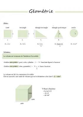 Tout sur les Aires et Volumes: Formules et Exercices PDF