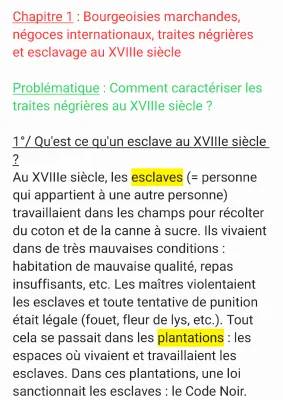 Résumé sur la Bourgeoisie Marchande et la Traite Négrière au XVIIIe Siècle - Évaluation 4ème