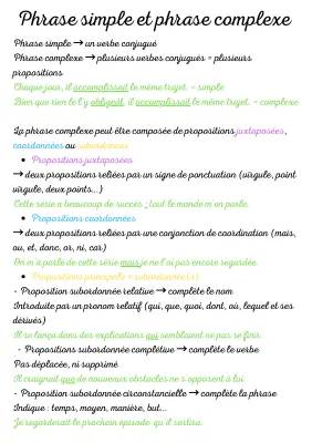 Phrase simple et complexe: exercices, exemples et explications