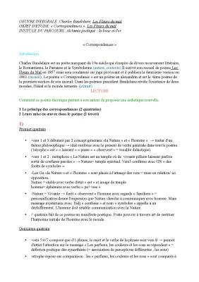 Analyse Linéaire de Correspondances Baudelaire: Texte PDF et Problématique