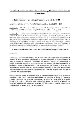 Commerce international et inégalités de revenus: Dissertation pour collège