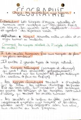 Les sociétés face aux risques 2nde - PDF, Fiches de révision et Quiz