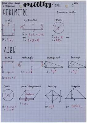 Périmètres, Aires et Volumes