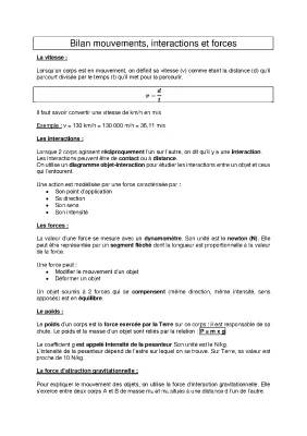 physique-chimie : mouvements, forces et interactions