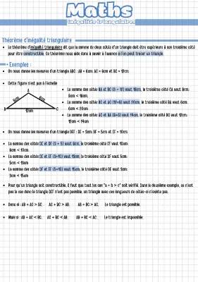 Inégalité Triangulaire : Exercices Corrigés et Démonstration pour 5ème