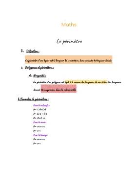 Calcul et Exercices sur le Périmètre pour CM1 et CM2