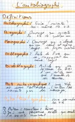 Fiche de révision sur l'Autobiographie 3ème: Définition, Exemples, et Caractéristiques