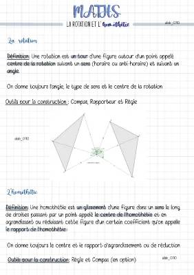 Exercices CORRIGÉS Homothétie et Rotation 3ème - PDF et Cours