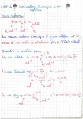 Physique chimie : composition chimique d’un système 