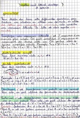 Exercices de calcul littéral pour le brevet (4e, 3ème, 5ème, seconde)