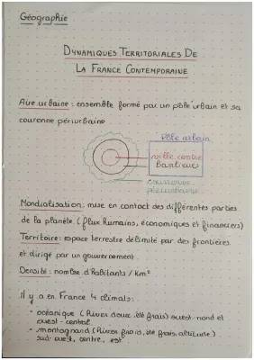 Fiche de révision: Dynamiques territoriales et espaces de faible densité en France