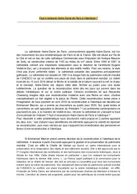 Faut-il reconstruire Notre-Dame de Paris à l'identique ? Polémique et débat.