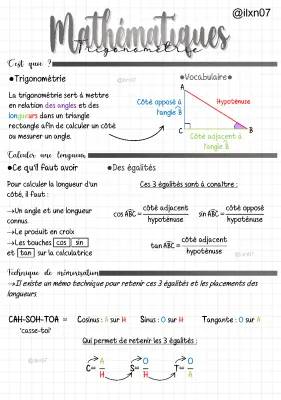 Comment calculer la mesure d'un angle et une longueur dans un triangle rectangle | Trigonométrie 3ème