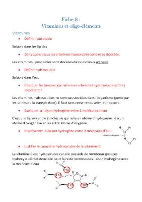 Fiche- Vitamines et oligo-éléments