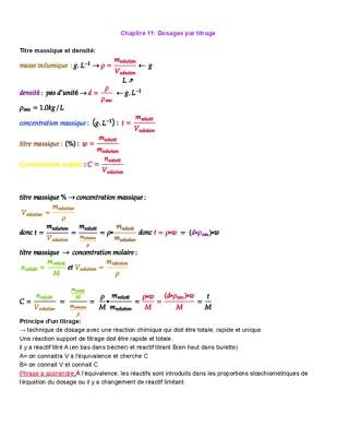 Cours Physique Chimie Terminale: Titrage conductimétrique et Dosages