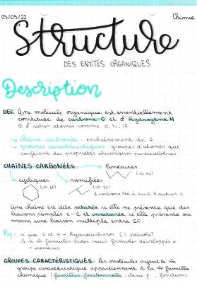 Structure des entités organiques - 1ère : Exercices corrigés PDF