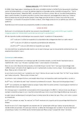 Analyser la Poésie de 'Vieille Chanson du Jeune Temps' par Victor Hugo