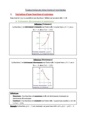 Découvre les Tableaux de Variation et Extrema des Fonctions